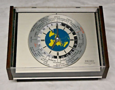 Vintage 1960's Seiko Transistor World Desk Clock with Jet Airplane Second Hand picture