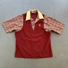 Vintage 70s 80s Burger King Employee Uniform Shirt Corduroy/ Plaid - Mens M picture
