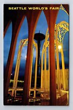 Seattle WA-Washington, World's Fair Space Needle Through Arches Vintage Postcard picture