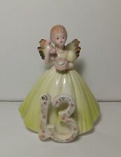 Vintage Josef Original 13th Birthday Angel Girl Figurine 5” Tall Yellow Dress picture