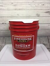 Firehouse Subs Red Plastic 5 Gallon Kosher Pickle Logo Bucket Metal Handle picture