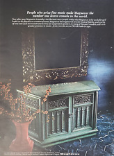 1969 Magnavox Stereo Console Marble Floor Carved Framed Mirror Swirls Print Ad picture