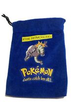 Vintage Pokémon 106 HITMONLEE blue drawstring marble bag /pouch picture