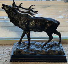 Beautiful Heavy Bronze LARGE Stag Elk Statue, After PJ Menes.  Nice Dark Patina. picture