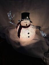 Vintage Fiber Optic 13”Color Changing Holiday Christmas Snowman Let It Snow picture