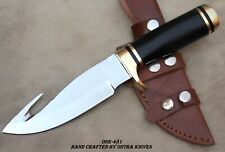 HANDMADE HUNTING SKINNING GUT HOCK KNIFE WITH 1095 HIGH CARBON STEEL & MICARTA picture