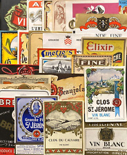 1940-1960 Vintage Lot of 25 European Wine Paper Labels 