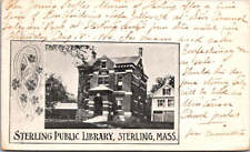 MA, Sterling - public library with 1885 over entryway - 1904 postcard - w04843 picture