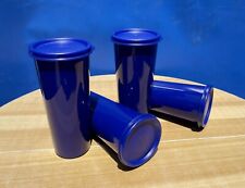 Tupperware Set of 4 Straight Sided Tumblers Dark Blue 16oz New picture