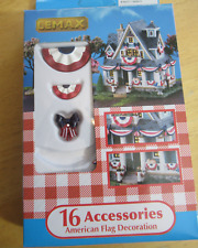 Lemax American Flag Decoration Set NIB 16 Piece  Red White Blue Flags NEW picture