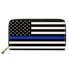 REF-001 Thin Blue Line flag zippered wallet for Police Officer or gift for Wife, picture