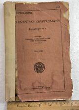 ELEMENTS OF CRYPTANALYSIS CRYPTOLOGY CHIEF SIGNAL OFFICER 1923 1924 1st Ed picture