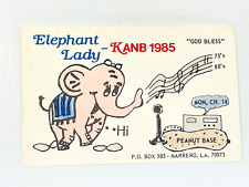 Vintage QSL Card Ham CB Amateur Radio Elephant Lady KANB 1985 Peanut Base picture