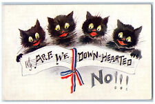 Postcard Four Black Cats Are We Down Hearted Music Note c1910 Oilette Tuck Cats picture