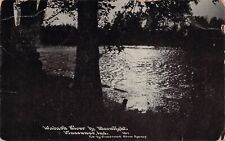 Vincennes IN Indiana Wabash River Moonlight Thanksgiving Card Vtg Postcard A59 picture