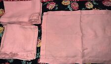 Vintage Plain Pink Linen Hemstitched 8 Placemats 8 Napkins Pink picture