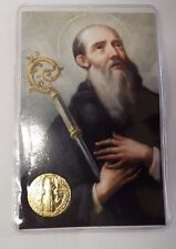 Saint Benedict Laminated Prayer Card with Gold Medal,Image 2, From Italy, New picture