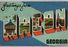 Macon Georgia Postcard Greetings from Large Letter Linen 1944 GA Posted picture