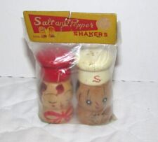 Vintage Wooden Salt & Pepper Shakers Chef Hats Japan Unopened Package Kitsch picture