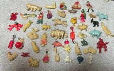 Antique Celluloid Charm Lot   Elephant On Ball, Heart Head Girl, Boar, Girl More picture
