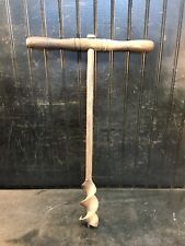 Antique T-Handle Wood Auger Hand Drill From The 1800s LG 2.5IN 22IN DEEP SET picture
