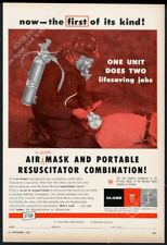 1957 Globe fire resuscitator air oxygen mask fireman photo vintage print ad picture