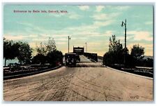 c1940's Entrance To Belle Isle Street View Detroit MI Unposted Vintage Postcard picture