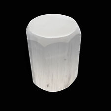 Selenite Crystal Round Cylinder Faceted Flat Tower Point 2