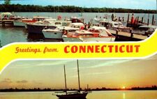 Postcard - Greetings from Connecticut Multiview Boats Posted 1964 001861 picture