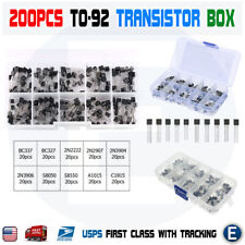 200pcs NPN PNP Transistor Assortment Kit Box BC337 BC327 2N2222 2N2907 2N3904 US picture