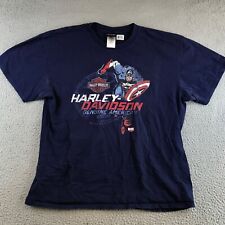 Harley Davidson Marvel Shirt Men XL Blue Orlando FL Short Sleeve Captain America picture