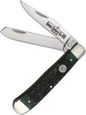 Queen Trapper Green Jigged Bone Folding 1095 Carbon Steel Pocket Knife GPSB54 picture