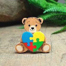 Autism Awareness Badge Handmade Teddy Bear Lanyard Brooch Pin Fridge Magnet picture