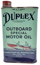 Vintage DUPLEX Outboard Special Boat Marine Motor Oil Metal One Quart Can Full picture