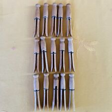 Lot of 15 Pieces Vintage Wooden Round Head Wire Wound Banded Clothespins picture