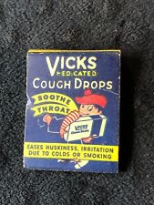 Vintage Vicks Medicated Cough Drops Inhaler Matchbook picture