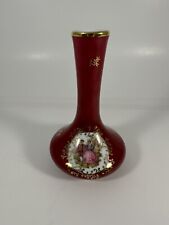 Limoges France Small Bud Vase Round Base Red Courting Couple picture