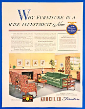 1942 Kroehler Furniture Home Decor Ad A Wise Investment Now Vtg 1940's Print Ad picture