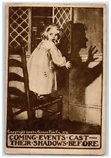 1910 Little Girl Eating Jam Scary Shadow New York NY Posted Antique Postcard picture