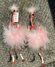 Brighten The Season Flamingo Christmas Ornament Set Of 2 picture