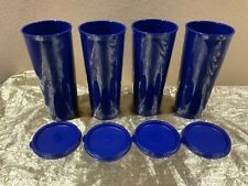 New Beautiful Set of 4 Tupperware 16oz Tumblers with lids in Cobalt Blue Color  picture