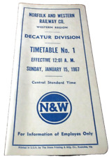 JANUARY 1967  NORFOLK & WESTERN N&W DECATUR DIVISION EMPLOYEE TIMETABLE #1 picture