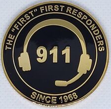 9-1-1 Dispatcher Thin Gold Line Challenge Coin TC Week Gift - 1.75 inch Diame... picture