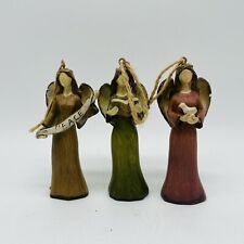 Xmas Angel Trio Ornament Set Resin Hand Painted Kirkland's Woodland Collection picture