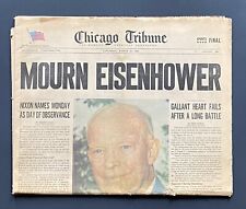 1969 Dwight Eisenhower Passes Away 3/29/69 Chicago Tribune Mourning Newspaper picture