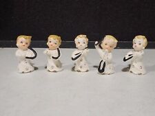 5- Vintage 1950's Ceramic Christmas Carolers Choir Boys Angels Figurines picture