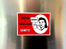 Funny Vintage 1950's Lady Coffee and Sarcasm Sarcastic Fridge Magnet 2.25”x3.25” picture