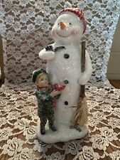 Vintage Sparkly Frosty “Snowman” Resin Figurine Old World Look. picture