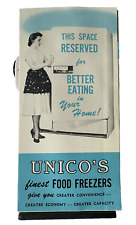Unico Food Freezer Vintage brochure 1955 Advertising Chest Upright Warranty picture
