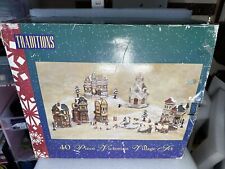 Vintage 13 Piece Christmas Traditions  Victorian Village Set 5 Houses, 1 Church picture